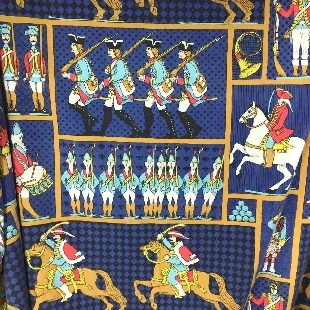 Vintage 70s Twin Coverlet British soldiers Morgan Jones 77”x94”